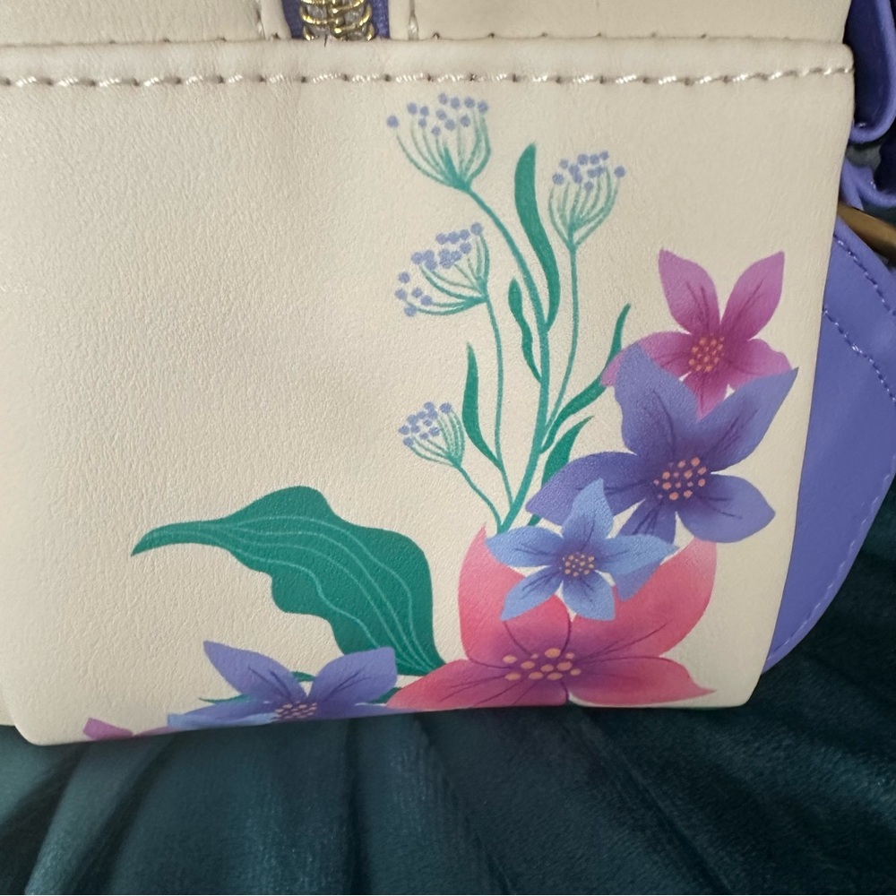 Disney Ariel The Little Mermaid Floral Mini Loungefly Backpack: NWT - Picture 4 of 10